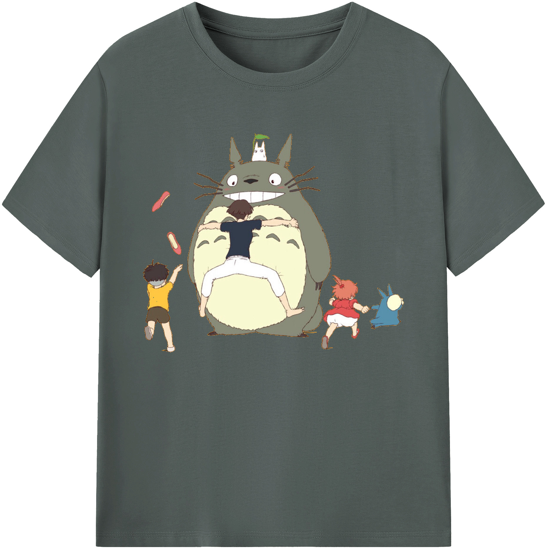 （画像用） となりのトトロ 草壁メイ 草壁サツキ My Neighbor Totoro Satsuki Kusakabe Mei Kusakabe 綿100％ メンズ半袖Tシャツ｜肌触りやわらか＆通気性